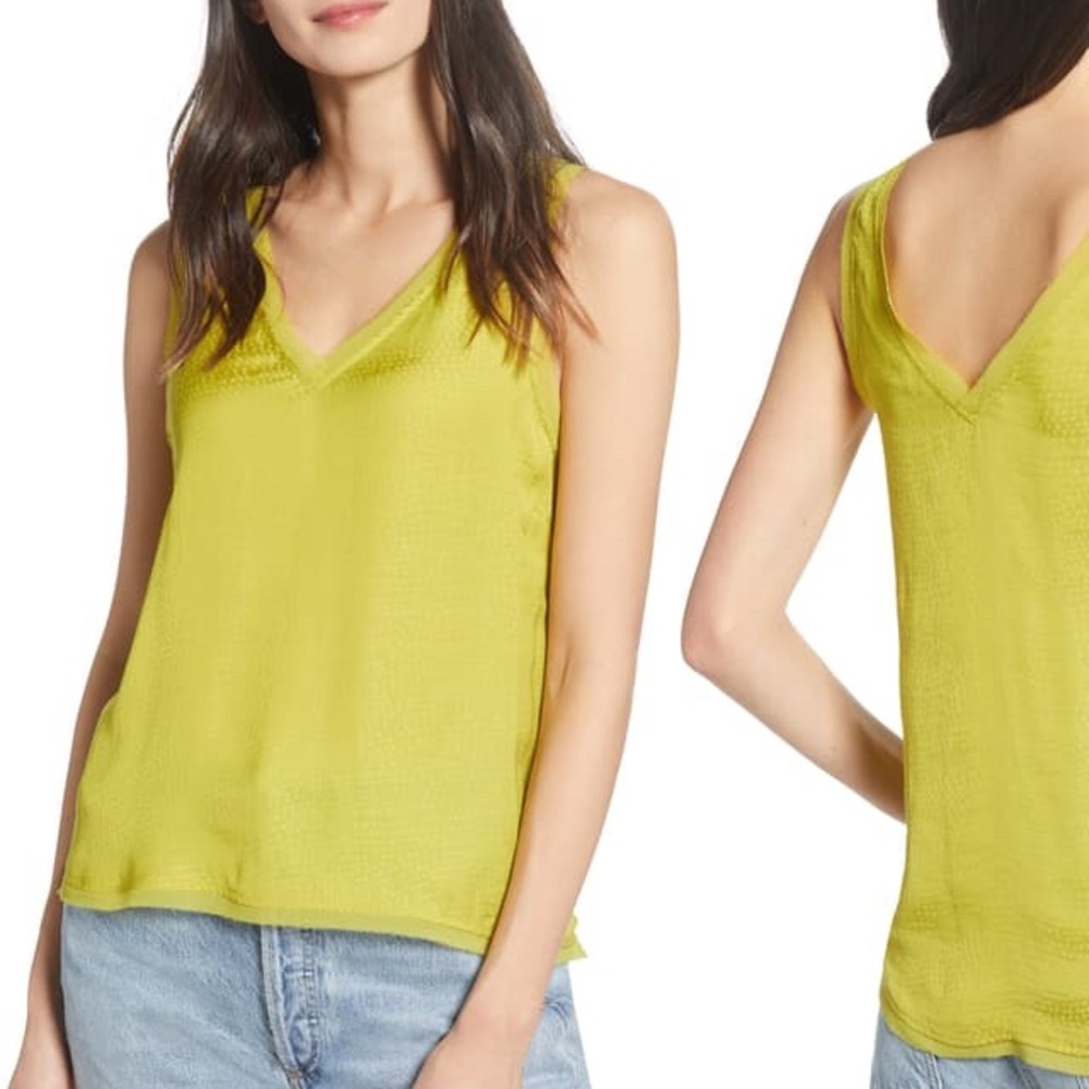 Chelsea28 Raw Edge Satin Jacquard Tank NWOT